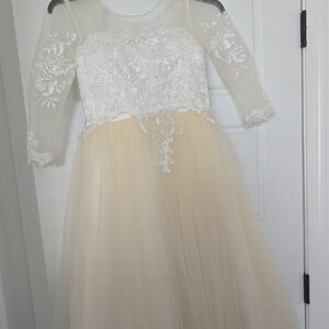 Elegant Cream Lace Kids Dress